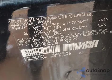 2016 Toyota Rav4 Le z USA, uszkodzony, nr VIN 2T3ZFREV3GW247808